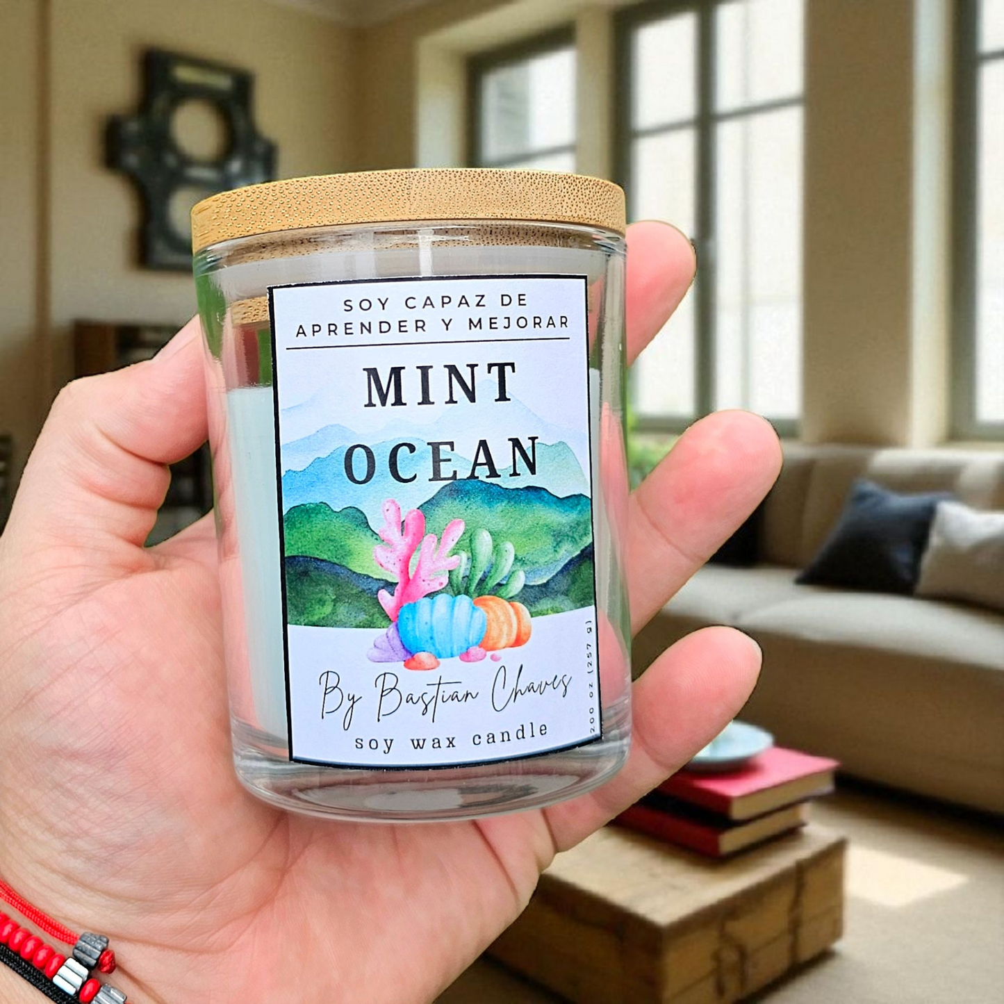 MINT OCEAN - Vela Aromatica De Soya esencia de Eucalipto y Menta estilo Minimalista