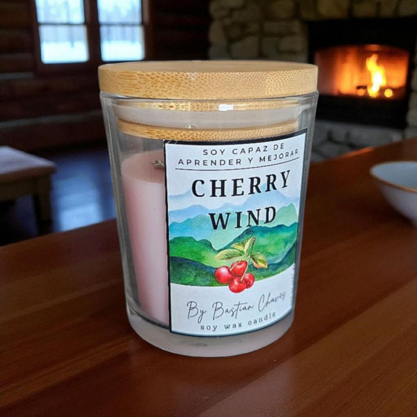 CHERRY WIND - Vela Aromatica De Soya esencia de cereza estilo Minimalista