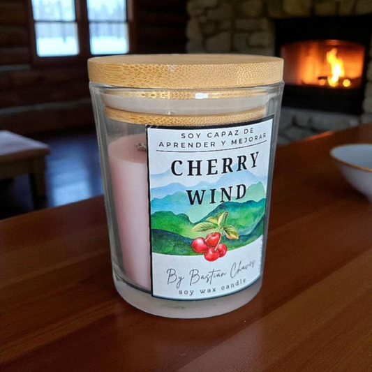 CHERRY WIND - Vela Aromatica De Soya esencia de cereza estilo Minimalista
