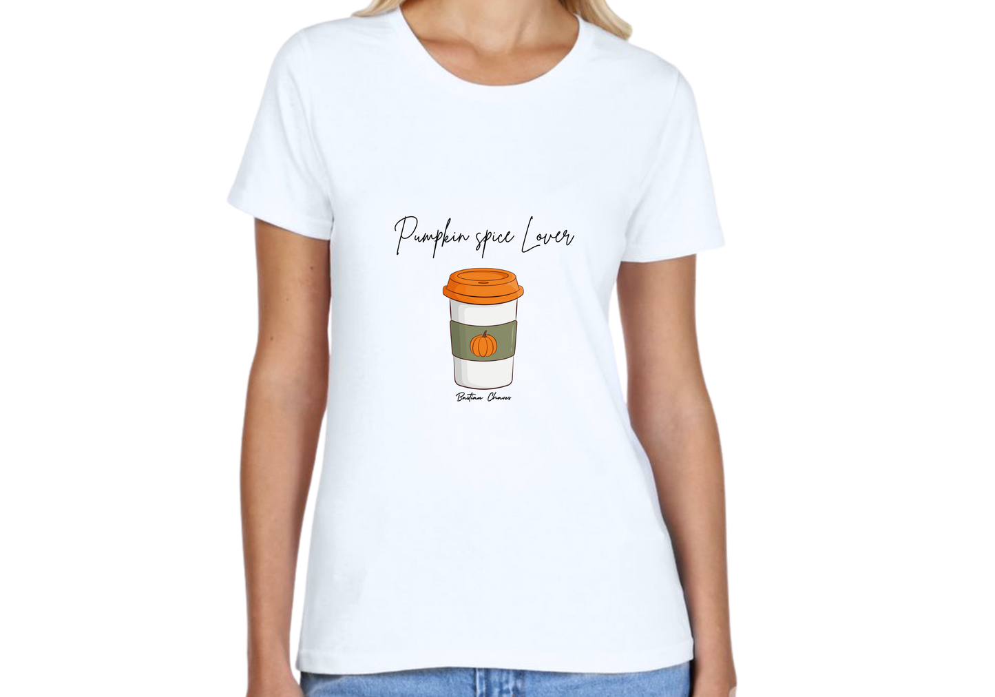 Pumpkin Spice Lover Cuello redondo con diseño frontal