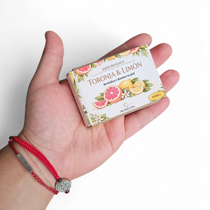 Jabon Botánico Toronja, limón y Aceite de Oliva con Vitamina E 100 g [Efecto iluminador y antioxidante]