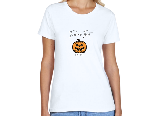 Trick or Treat Cuello Redondo Con Diseño De Calabaza