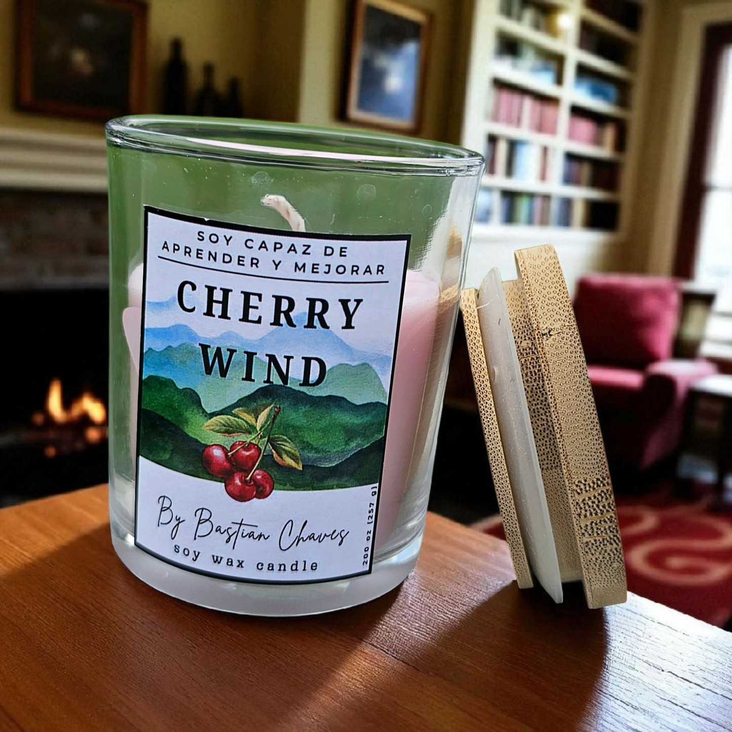 CHERRY WIND - Vela Aromatica De Soya esencia de cereza estilo Minimalista