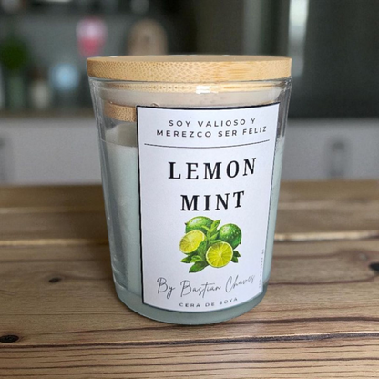 LEMON MINT - Vela Aromatica De Soya esencia de Limon y Menta estilo Minimalista