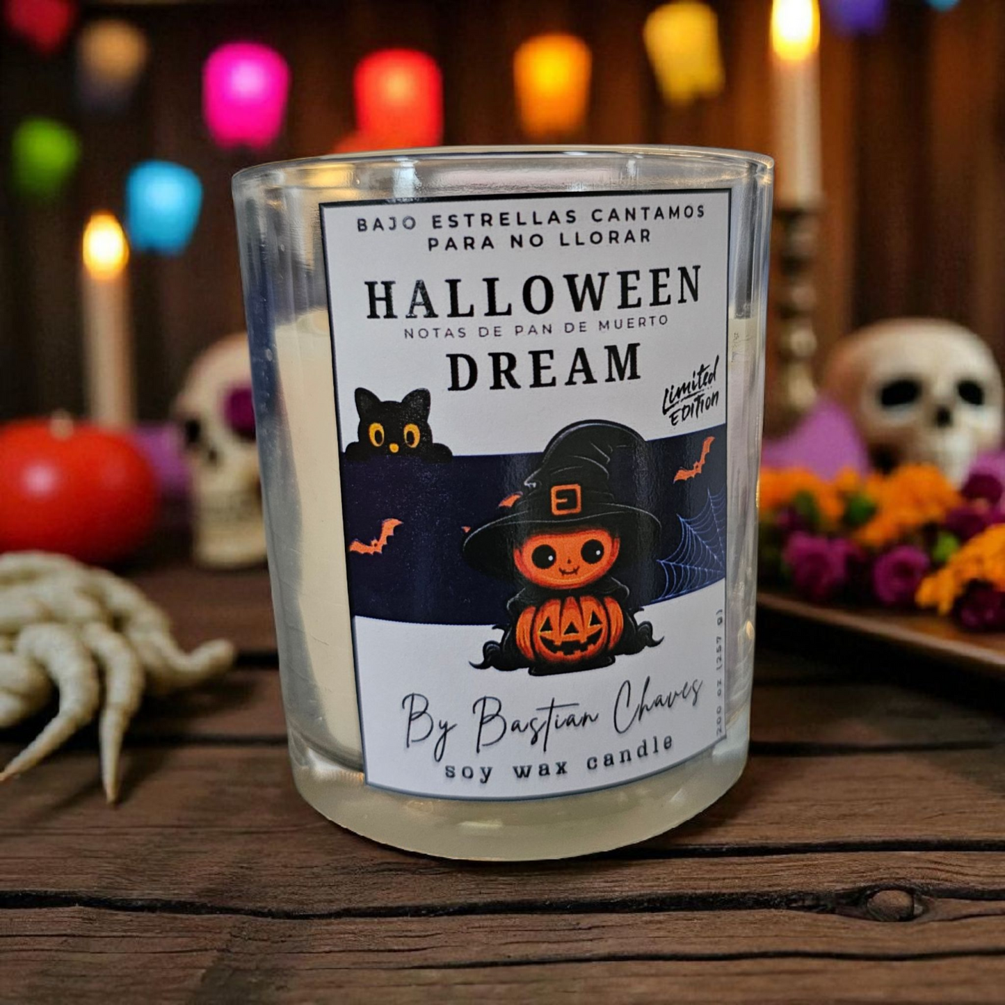 HALLOWEEN DREAM - Vela Aromatica De Soya esencia de vainilla, tabaco, pasas estilo Minimalista EDICION LIMITADA