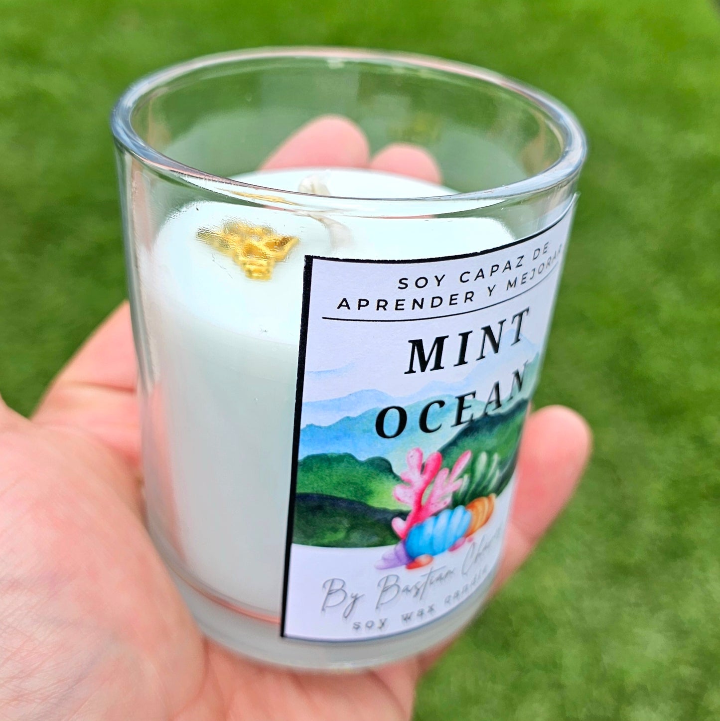 MINT OCEAN - Vela Aromatica De Soya esencia de Eucalipto y Menta estilo Minimalista