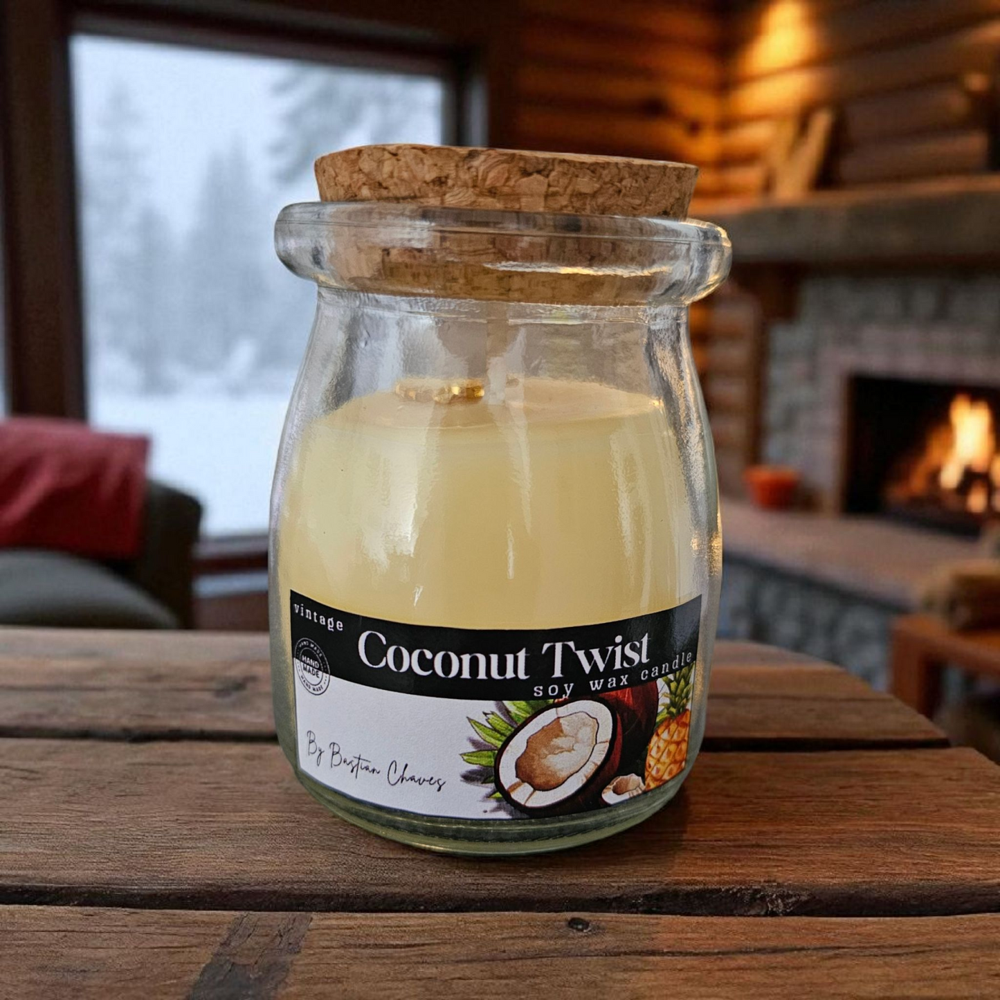 COCONUT TWIST - Vela Aromatica De Cera de Soya esencia de coco y piña estilo vintage
