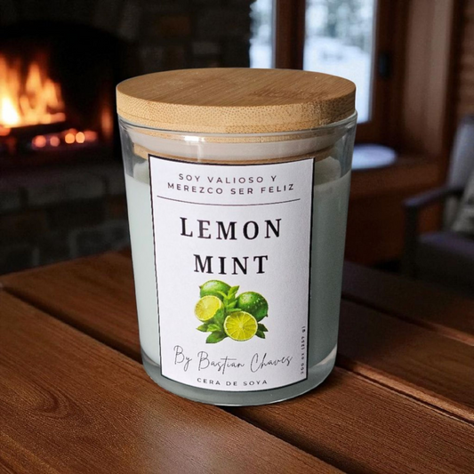 LEMON MINT - Vela Aromatica De Soya esencia de Limon y Menta estilo Minimalista