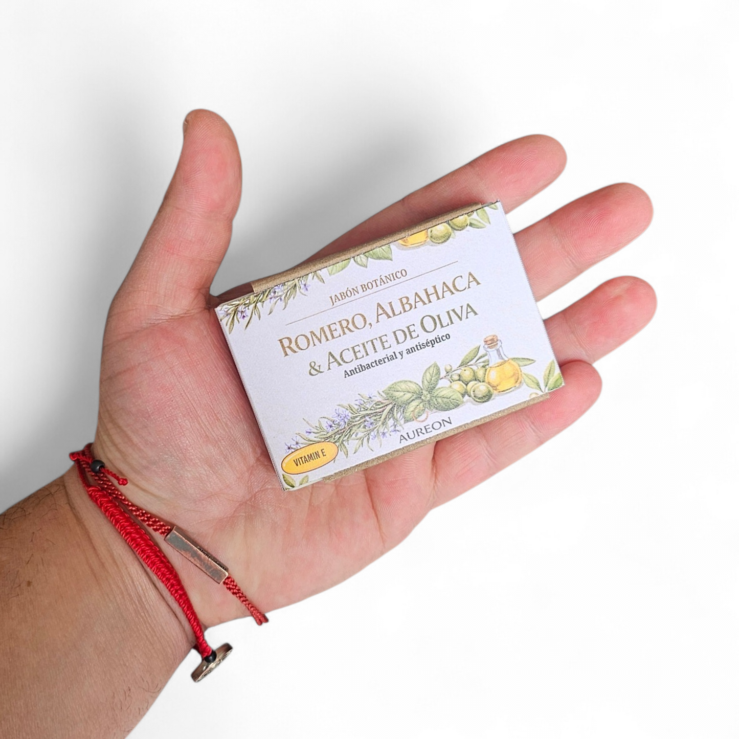 Jabon Botánico Romero, Albahaca y Aceite de Oliva con Vitamina E 100 g [Antibiótico/Antimicrobiano]