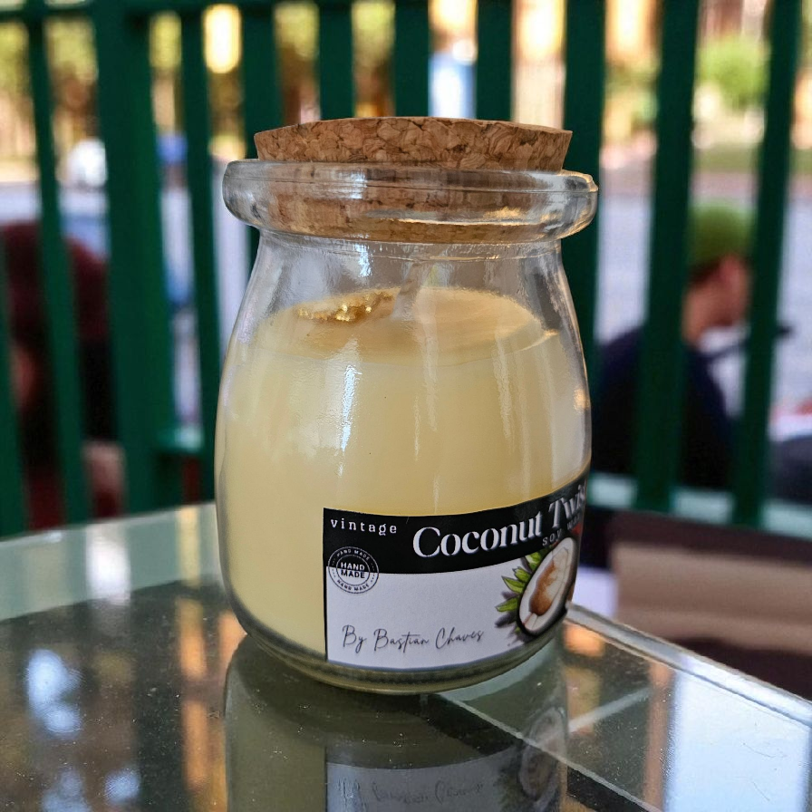COCONUT TWIST - Vela Aromatica De Cera de Soya esencia de coco y piña estilo vintage