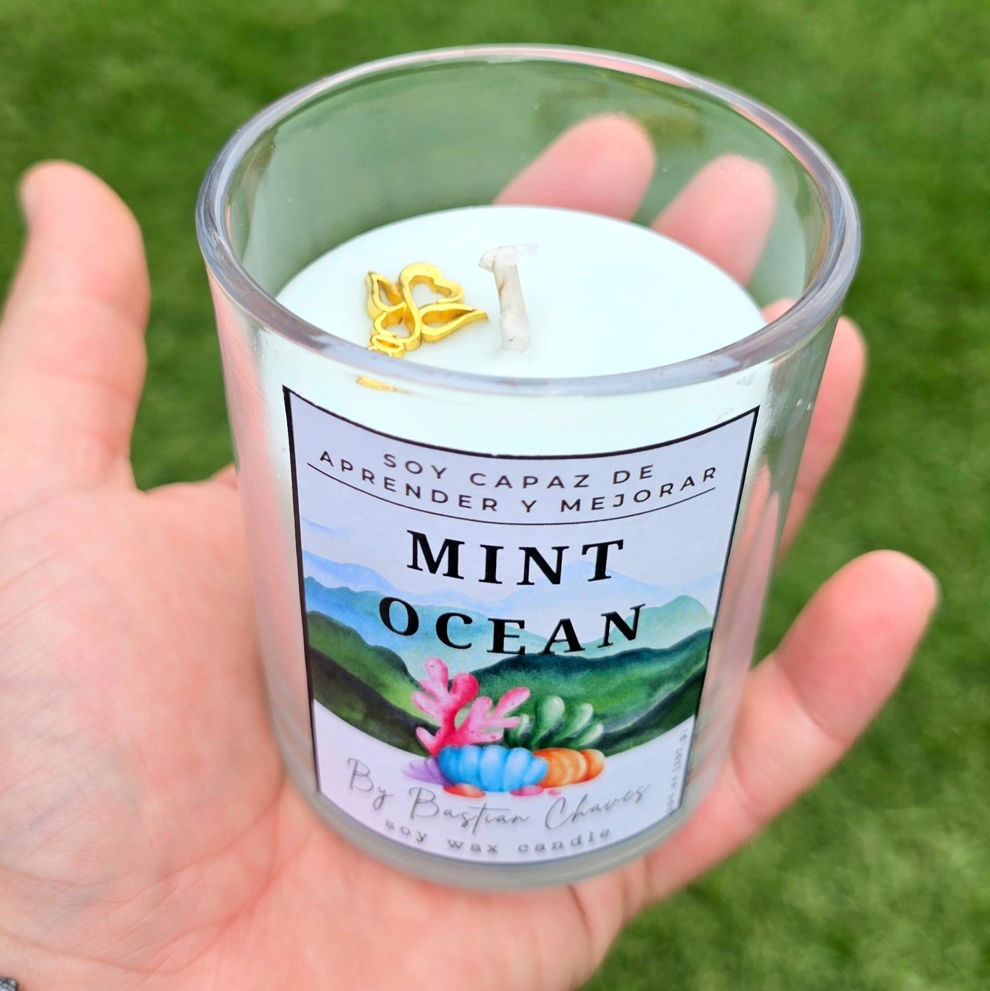 MINT OCEAN - Vela Aromatica De Soya esencia de Eucalipto y Menta estilo Minimalista