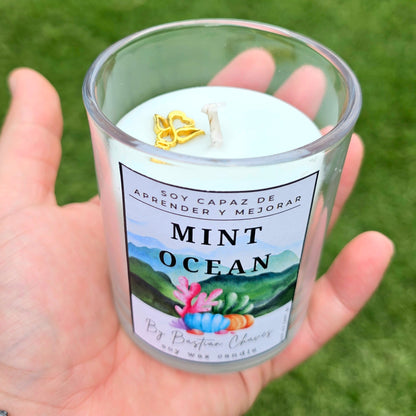 MINT OCEAN - Vela Aromatica De Soya esencia de Eucalipto y Menta estilo Minimalista