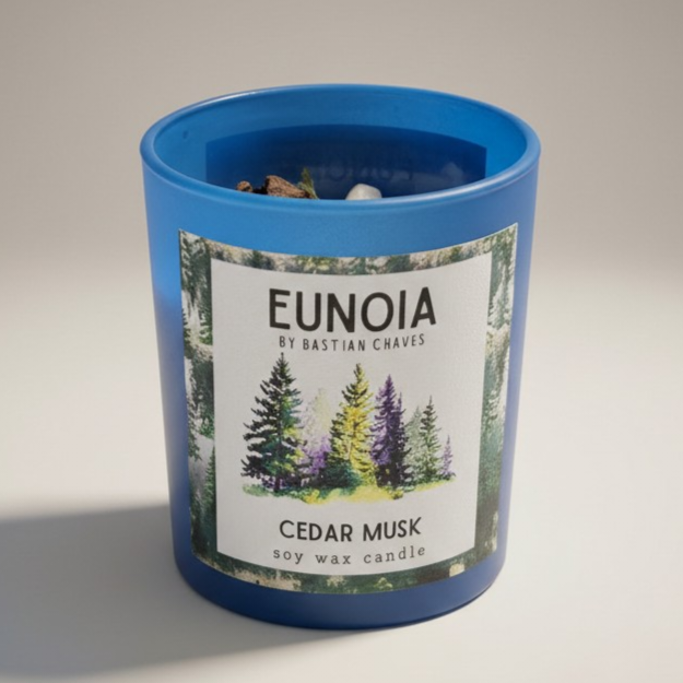 CEDAR MUSK Vela Aromatica De Soya esencia de Musgo, cedro y vainilla