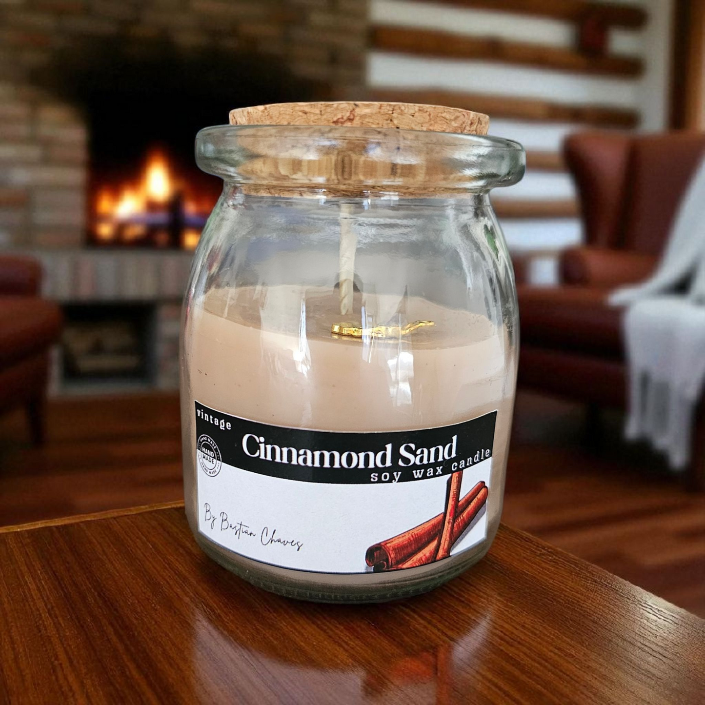CINNAMON SAND - Vela Aromatica De Cera de Soya esencia de Canela estilo Vintage