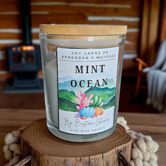 MINT OCEAN - Vela Aromatica De Soya esencia de Eucalipto y Menta estilo Minimalista